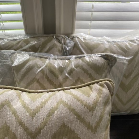 Sunbrella Cream and Sage Green Pillows - Picture 2 of 3